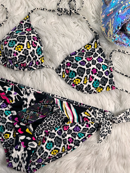 Xhilaration Other - Xhileration • Y2K Neon Animal Print Reversible Triangle Bikini
